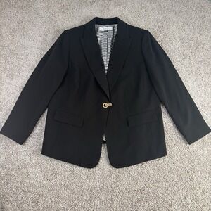 Tahari Arthur S Levine Blazer Jacket Womens 14W Black Single Button Lined